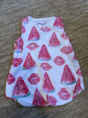 Chaser Kids Watermelon Print Tank Top - White & Pink